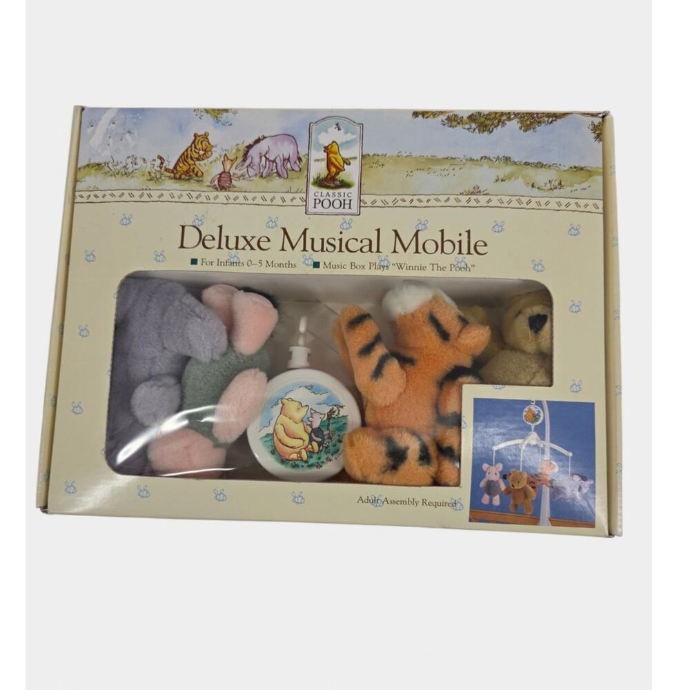 Winnie the Pooh Deluxe Musical Mobile Crib Accessory Stuffed Plush VTG